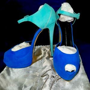 Giuseppe Zanotti women peeptoe suede pumps sz 40